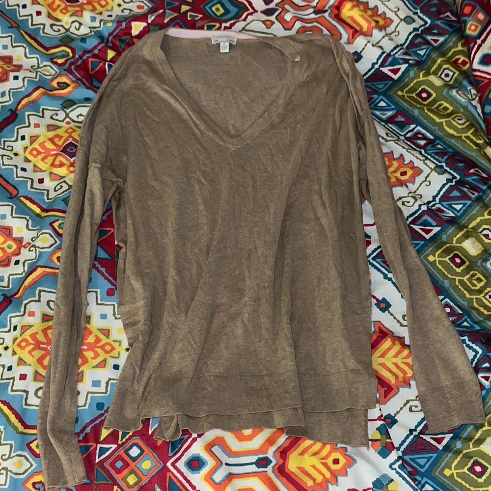 GAP Brown Long Sleeve V-Neck Top